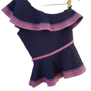 Parker one shoulder top embroidered Small